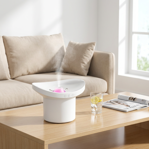 Humidificador de Aire con Vapor Frío, Altavoz, Luz Nocturna LED, Diseño Decorativo con Gotas de <span class=keywords><strong>Agua</strong></span> en Movimiento y Hoja de Loto, Humidificador con Ruido Blanco - Product Image 1