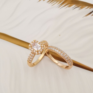 Bague de Fiançailles Tendance pour <span class=keywords><strong>Couple</strong></span>, Zircon Plaqué Or 18 carats, Bague de <span class=keywords><strong>Couple</strong></span> en Laiton Cuivre, Alliances de <span class=keywords><strong>Mariage</strong></span> - Product Image 4