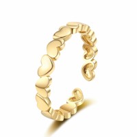 RFJEWEL 2026 Nouvelle Bague Ouverte Ajustable en Forme de Cœur Plaqué Or/Argent, Bijou Tendance pour Femme, Vente en Gros