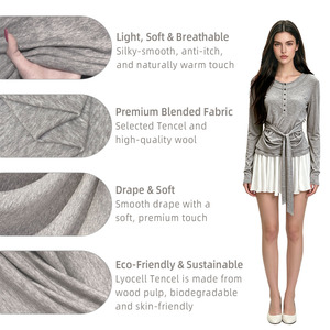 Tessuto in Maglia Premium 83% Lenzing Tencel 17% Lana Merino Leggero Traspirante Ecologico per Abbigliamento Femminile di Alta Gamma - Product Image 3