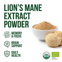 Extrait de Crinière de Lion OEM en Poudre 1:1, Beta-D-Glucane 30%, Biologique USDA UE, Ingrédient Corps Fruitant d'Hericium Erinaceus, Étiquette Personnalisée