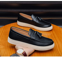 Chaussures habillées en cuir PU haut de gamme pour hommes, style britannique, mocassins respirants, chaussures décontractées souples, design polyvalent et léger