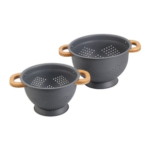 Washing Vegetables, Fruit and Rice and for Draining Cooked Pasta Wooden Bamboo Handles Metal Colander - Product Image 6