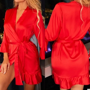 SFY2135 Nouveau Matériel De Luxe Robe <span class=keywords><strong>Nuisette</strong></span> pour Dames Sexy Chaude Pyjamas pour Femmes Ensemble De Noël Pyjamas Robe De Mariée Kimono Robe - Product Image 5