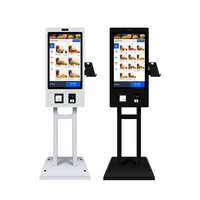 Kiosque de commande et de paiement de 32'' sur pied avec écran tactile capacitif, boîtier métallique, Windows/Android, pour informations santé et commandes alimentaires, SDK inclus
