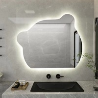 Miroir mural décoratif LED intelligent en verre trempé pour salle de bain, forme irrégulière ours en peluche, avec capteur tactile, intensité réglable, anti-buée, certifié CE, vente en gros