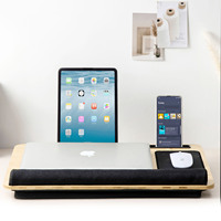 Support de bureau pour ordinateur Portable, colonne montante Portable avec moniteur d'oreiller, vente en gros, réglable, bon bambou avec Angle de coussin en bois