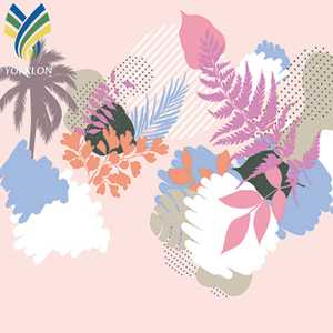 Carta da parati impermeabile 3D rosa per camera dei bambini Graffiti botanici <span class=keywords><strong>con</strong></span> palma murale cartone animato 3D fiori carta da parati per la decorazione della casa - Product Image 5