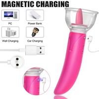 Vibromasseur double tête pour clitoris et point G, jouet sexuel pour femmes, avec fonction de léchage de langue et de massage des seins