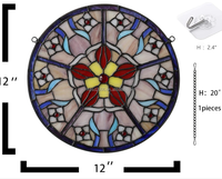 Floria Design 30,5 cm Europäischer Stil Massives Buntglas-Fensterpaneel Hohe Lichtdurchlässigkeit Anpassbares Muster Küchendekoration