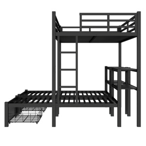 Vente d'usine : Lits superposés triples modernes et peu encombrants <span class=keywords><strong>pour</strong></span> 3 enfants ou adultes, taille double sur <span class=keywords><strong>lit</strong></span> simple, <span class=keywords><strong>pour</strong></span> chambre à coucher, école, hôtel - Product Image 3