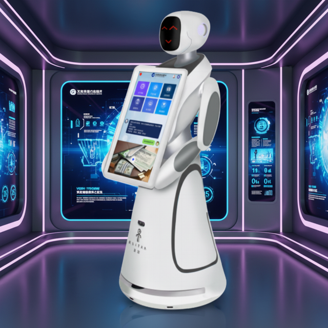 Humanoid Smart Commercial Service Robot Auto Charge 10h Runtime Reception Guiding Service 1-Year Warranty ALPHA Amy 21.5" Screen