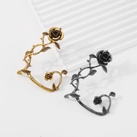 Boucles d'oreilles Punk, diable, elfe, Rose, gothique pour femmes, métal, couleur argent, sans Piercing, manchette d'oreille, bijoux de fête