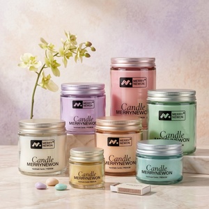 Pot à bougie en verre à large ouverture, personnalisé avec logo et couleur, avec couvercle en aluminium, vente en gros - Product Image 1