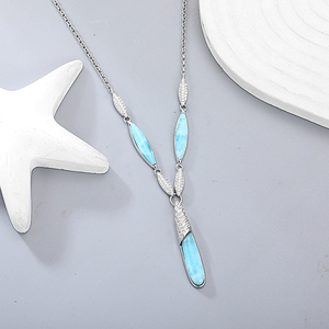 Collar de Larimar de Plata de Ley 925 auténtico abrazando la piedra textura única y brillo azul - Product Image 3