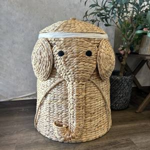 Panier de rangement en forme d'éléphant Jacinthe d'eau Grand panier décoratif pour la maison Rangement de jouets avec un design unique - Product Image 1