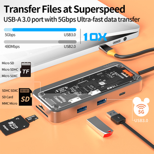 8 trong 1 <span class=keywords><strong>USB</strong></span> C <span class=keywords><strong>HUB</strong></span> Type-C để PD HD-MI USB3.0 USB2.0 <span class=keywords><strong>USB</strong></span>-C SD TF RJ45 Docking Station - Product Image 4