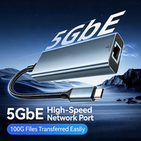 Adaptateur USB-C vers RJ45 5 Gbps en aluminium, LAN 5 GbE pour ordinateur portable de jeu, boîtier TV Android, hub de connexion filaire multi-gigabit 5000 Mbps