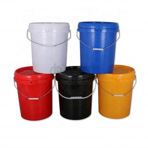 Yellow Plastic Pail Cylinder Shape PP Material Durable Gloss Varnishing Handle For Storage Use - Product Image 2