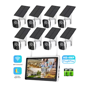 Kit de caméra de sécurité sans fil HD 4MP 8CH IP65 étanche pour extérieur, alimenté par panneau solaire, système de caméra de sécurité réseau Wifi couleur - Product Image 1