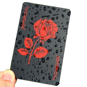 Cards 15-Years Factory Custom Printing Black Red Rose Plastic Deck PVC Waterproof Poker Cards With Tuck Box