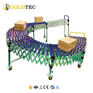 Goldtec Esnek Genişletilebilir Plastik Paten Tekerlekli Konveyör Teleskopik Konveyör Kamyon Yükleme Yerçekimi Paten Tekerlekli Konveyör - Product Image 1