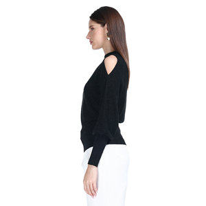 Haut <span class=keywords><strong>en</strong></span> maille tricotée <span class=keywords><strong>à</strong></span> col choker <span class=keywords><strong>en</strong></span> V, taille cintrée, fil doré, style moderne chic printemps-automne 2026 - Product Image 4