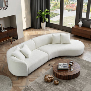 Set Sofa Seksional Desain <span class=keywords><strong>Modern</strong></span> untuk Ruang Tamu dan Hotel dengan Sofa Modular Berbahan Kain Beludru Melengkung - Product Image 1