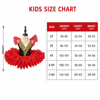 Robe de danse tutu rouge et noire à sequins, broderie dorée, corsage en V profond, jupe en tulle éclatante, costume de film/télévision