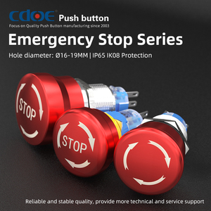 زر دفع ألومنيوم الفطر الأحمر 16 ، 19 ، 22 إيقاف Ip67 ، مفاتيح الطوارئ للإغلاق المقاوم للماء لشحن كومة - Product Image 5