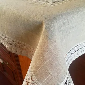 Luxury solid color wedding banquet lace border tablecloth