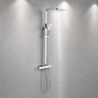 Colonne de douche moderne en acier inoxydable chromé poli à 3 fonctions avec barres coulissantes et jet doux pour appartement – Installation facile