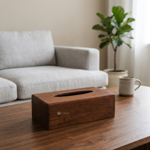 Boîte à mouchoirs rustique en bois massif faite à la main, support en bois pour mouchoirs, distributeur de serviettes naturel, décoration de table pour la maison et le bureau, style ferme - Product Image 3