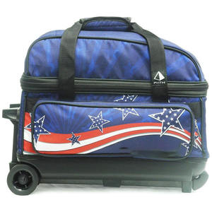 Double Roller 2 Ball Bowling <b>Bag</b> with Large Separate Compartment for Bowling Shoes <b>Accessories</b> Locking Handle - Extends to 40" - Product Image 6