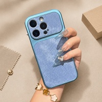 Étui de téléphone en cuir PU, motif denim, luxe, antichoc pour iPhone