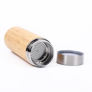 Termo de Viaje Moderno de 350 ml con Cubierta de Bambú, Botella Térmica de Doble Pared de Acero Inoxidable 304, Taza de Té Aislada con Filtro Infusor de Té - Product Image 3