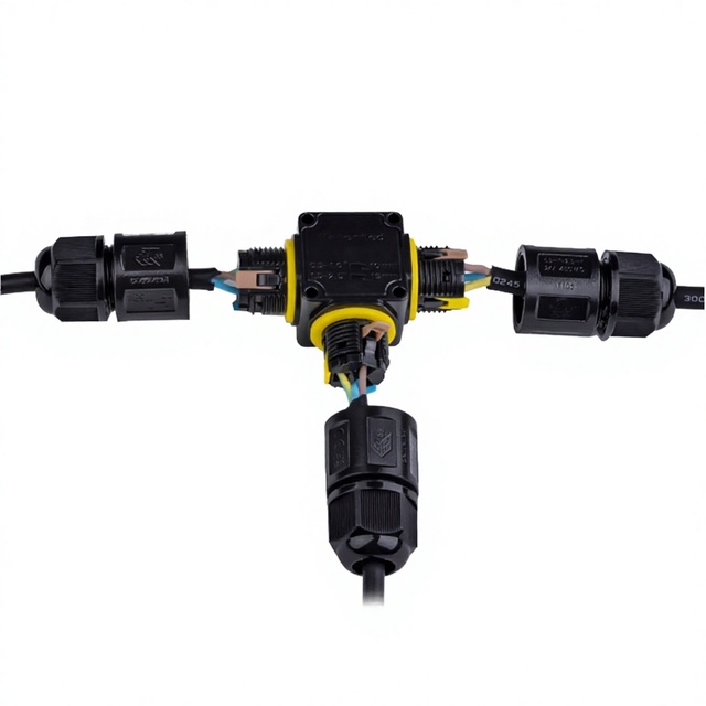 Fast Connect Waterproof Nylon 2 Way 3pin Copper Contact IP68 Underwater Plug Connector 24A 450V ENEC SAA Certification Power