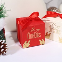 Petites boîtes cadeaux de Noël 6x6x6cm, boîtes en papier pour cadeaux de Noël avec ruban pour bonbons, biscuits, décoration de fête