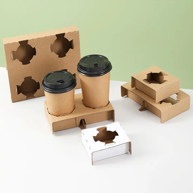 Одноразовый подстаканник для горячего напитка, поднос для кофе, молока, чая, поднос для переноски, гофрированный картон, бумажный подстаканник для переноски