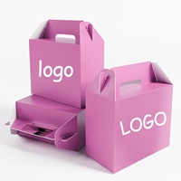Caja Misteriosa Rosa Intenso de Cartón Degradable, Caja para Comida de Color, Tamaño Personalizado, Logotipo, Cumpleaños, Juguete, con Asas