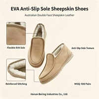 Chaussures à enfiler en cuir de mouton chaudes et confortables, doublées de fourrure, en peau de mouton australienne double face, pour usage quotidien