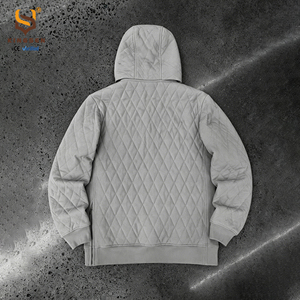 Sudadera con capucha acolchada con diseño de rombos, lavado ácido, bordado con apliques, algodón grueso, cremallera lateral, estilo urbano para hombre, vintage grunge, tipo jersey - Product Image 3