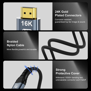<span class=keywords><strong>สาย</strong></span> HDMI 2.2 ชุบทอง 24k ความเร็วสูง 16k60hz สำหรับคอมพิวเตอร์ โน้ตบุ๊ก <span class=keywords><strong>สาย</strong></span>วิดีโอ HD สำหรับจอภาพ ทีวี - Product Image 3
