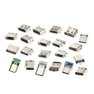 Connecteur femelle USB Type-C 3.1 à charge rapide, 6 broches coudées à 90° pour montage latéral avec 4 broches à griffe pour fixation sécurisée sur carte PCB - Product Image 3