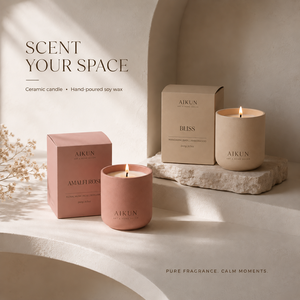 AIKUN 2026 Private Label Ceramic Jar Handmade 50G Soy Wax Aromatherapy Non Toxic Scented <b>Candle</b> for Home Valentine's Day - Product Image 1