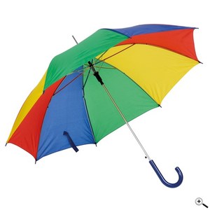 Parapluie droit arc-en-ciel de 23 pouces, design de luxe, ouverture semi-automatique, métal léger, haute qualité, couleurs vives, poignée en plastique - Product Image 1