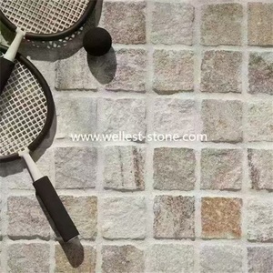 Dalles de pavés en quartzite naturel blanc beige, à face brisée, pour pavage extérieur - Product Image 4