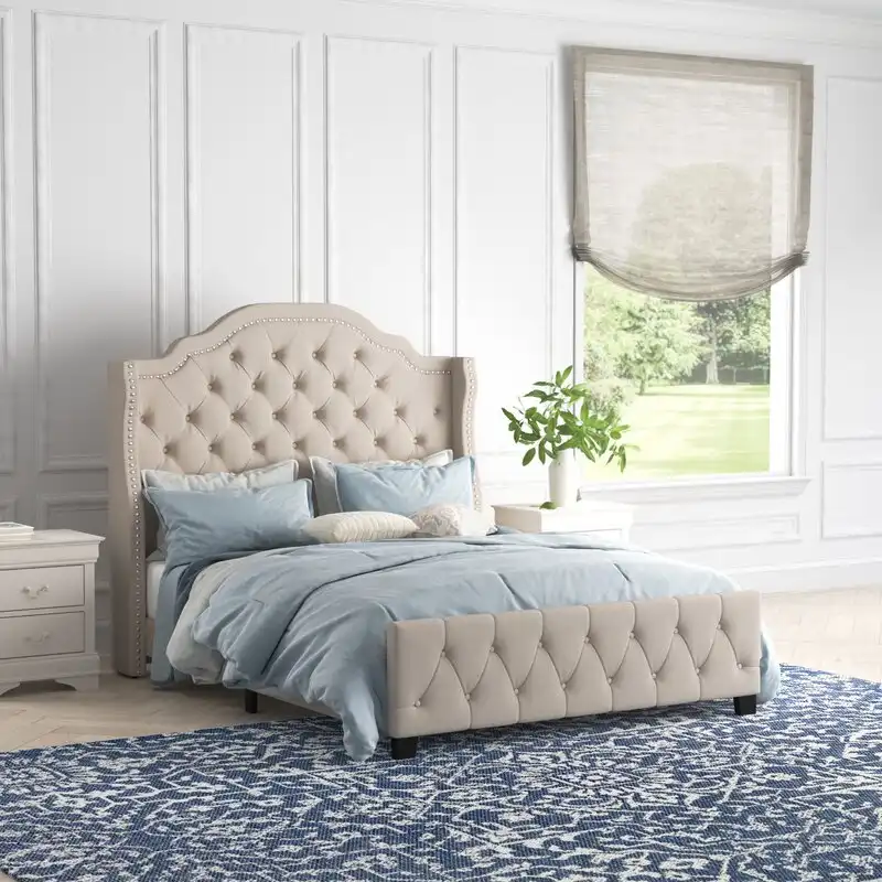 Современная мебель для дома, тканевые двухслойные кровати большого размера с обивкой