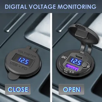 12V/24V aluminio Dual USB Outlet PD3.0 y QC3.0 Enchufe de carga rápida con voltímetro LED e interruptor