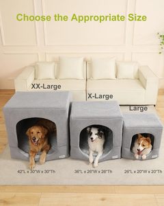 Casa <span class=keywords><strong>para</strong></span> <span class=keywords><strong>Perros</strong></span> de Interior <span class=keywords><strong>para</strong></span> <span class=keywords><strong>Perros</strong></span> Extra Grandes/Medianos/Pequeños, Funda Lavable y Extraíble, Cojín Ortopédico de Espuma Tipo Caja de Huevos - Product Image 3